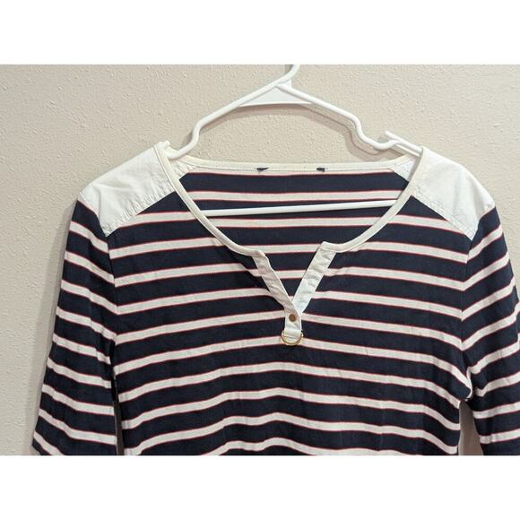 Henley neckline bretton striped Nautical style top - Picture 2 of 6